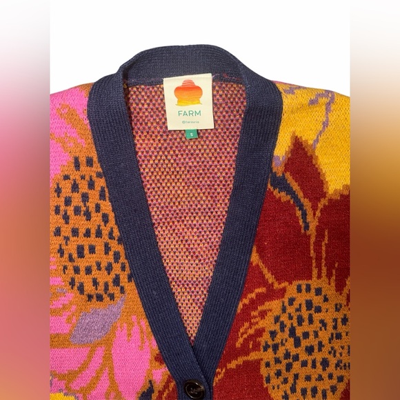 FARM RIO Floral Dots Tropical Knit Cardigan Sweater, Size SMALL - Picture 7 of 10